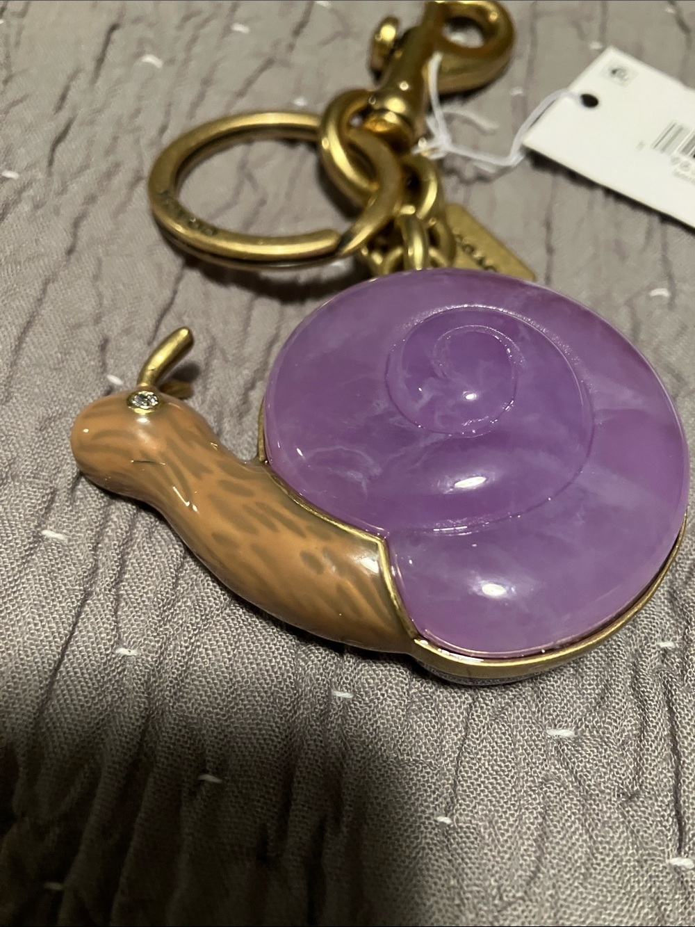 COACH. Snail Keychain Charm with Purple Shell and Gold Hardware. ADORABLE! FIRM - Picture 6 of 11
